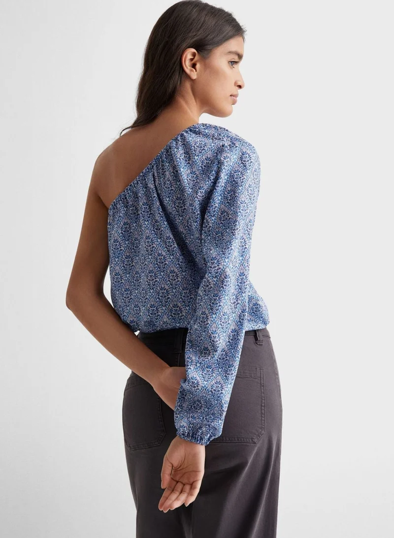 MANGO Printed One Shoulder Top